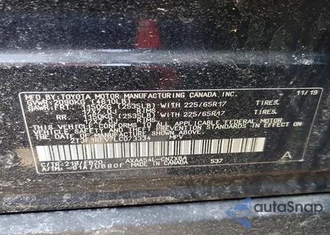 2020 Toyota Rav4 Le из США, поврежденный, VIN 2T3F1RFV7LC073334